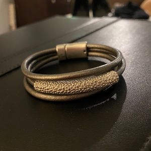 Leather bracelet with silver charm